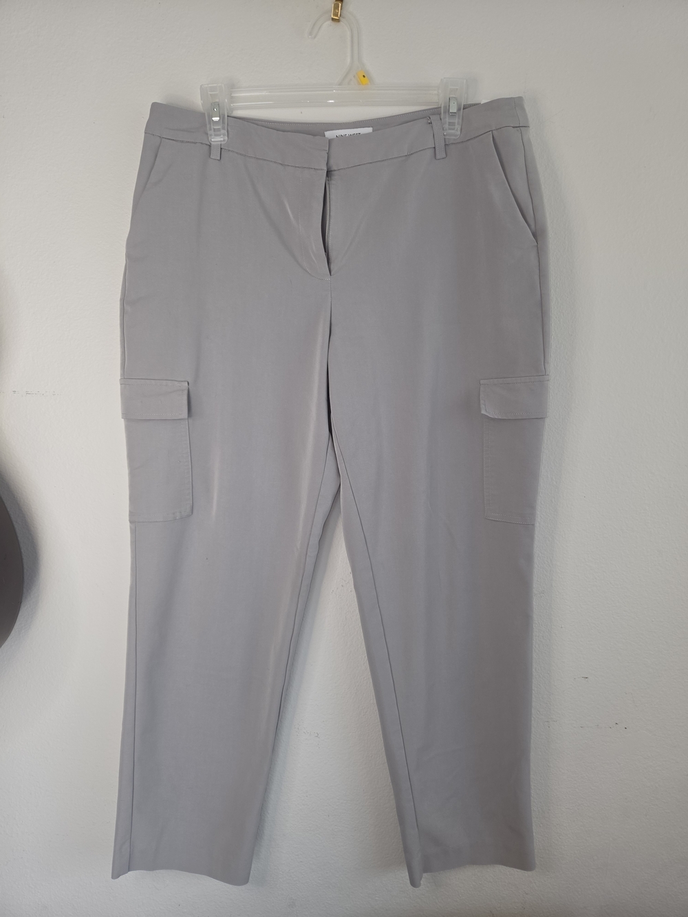 Nine West Straight Leg Cargo Trousers in Light Gray